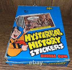 1975 Topps Hysterical History Stickers Wax Box Full 36 Unopened Wax Packs RARE