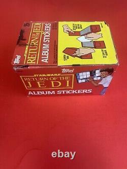 1983 TOPPS STAR WARS RETURN OF THE JEDI ROTJ Stickers Wax Box 100 Packs WithAlbum