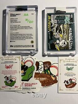 TOPPS PROJECT 2020 RICKEY HENDERSON by ERMSY AAwith Companion Card Sticker CoA Box