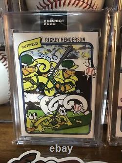 TOPPS PROJECT 2020 RICKEY HENDERSON by ERMSY with Companion Card Sticker CoA Box